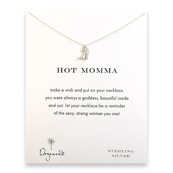 hot momma reminder necklace with sterling silver high heel - 18 inch