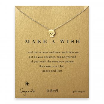 make a wish skull necklace, gold dipped