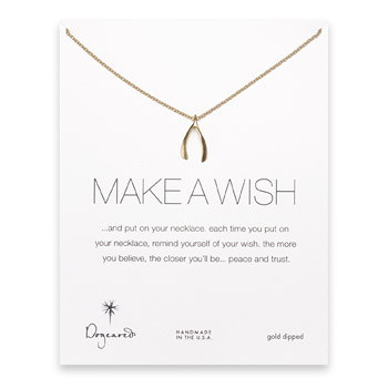 make a wish large wishbone necklace, gold dipped