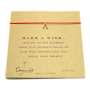 make a wish necklace with gold dipped wishbone on red... the original