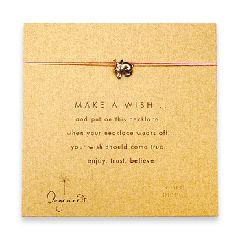 make a wish necklace with gold dipped rabbit on pink... the original