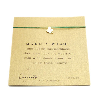make a wish necklace with gold dipped four leaf clover on green make a wish necklace with gold dipped four leaf clover on green