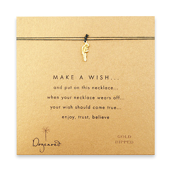 make a wish necklace with gold dipped parrot on evergreen