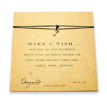 make a wish necklace with gold dipped key on black