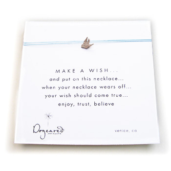 make a wish necklace with sterling silver robin charm on mint