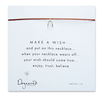 make a wish necklace with sterling silver wishbone on tobacco... the original