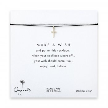 make+a+wish+simple+cross+necklace+on+black%2C+sterling+silver