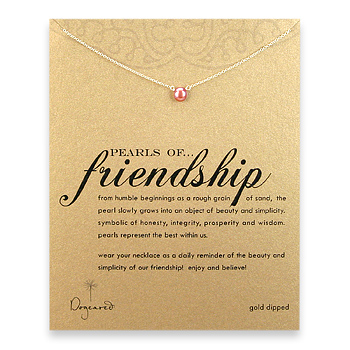 pearls of friendship gold dipped necklace with rose pearl