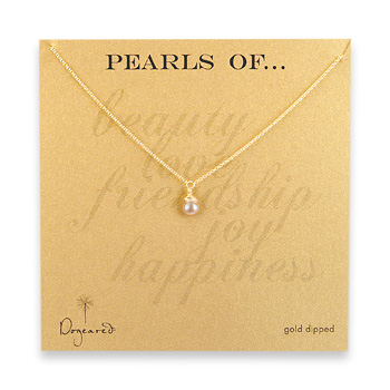wrapped pink pearl gold dipped reminder necklace