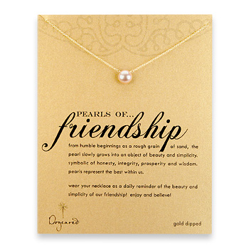 large pearls of friendship gold dipped necklace with pink pearl - 18 inch