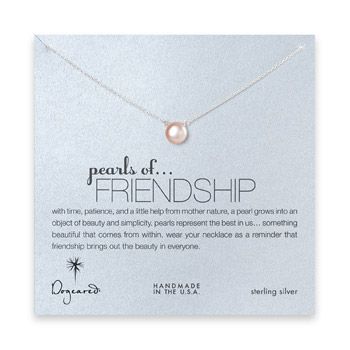 large pearls of friendship pink pearl necklace, sterling silver - 18 inch