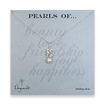 lariat white pearl cluster drop sterling silver necklace