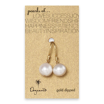 large white pearl earrings, gold dipped