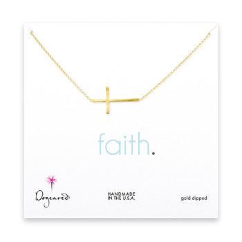 large sideways cross necklace, gold dipped