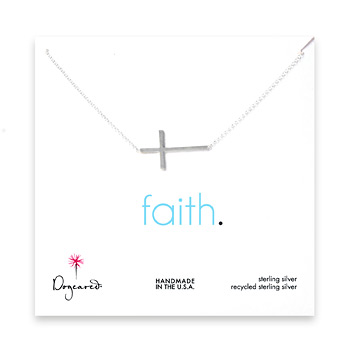 large sideways cross necklace, sterling silver