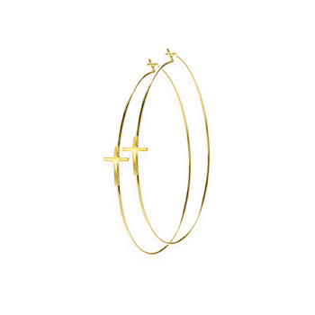 hoop+cross+earrings%2C+gold+dipped