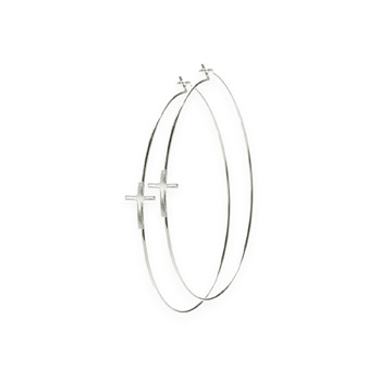 hoop+cross+earrings%2C+sterling+silver