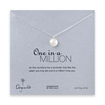 sterling silver one in a million necklace with white round pearl