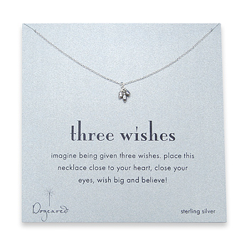 three wishes sterling silver necklace with silver pearls
