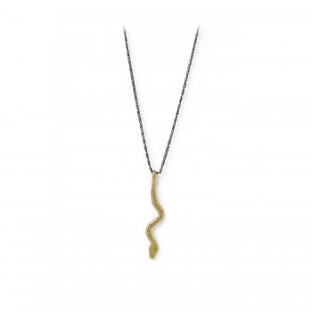 charmed necklace, kingsnake on charcoal silver chain