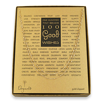 100 good wishes beaded necklace, gold dipped
