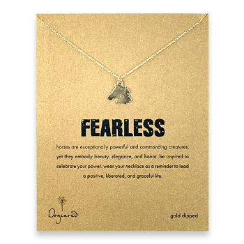 gold dipped fearless necklace with horse head charm