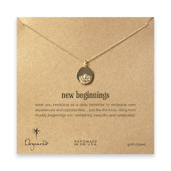new beginnings lotus disc necklace, gold dipped - 18 inch
