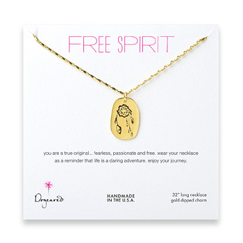 free+spirit+gold+dipped+dream+catcher+necklace+-+32+inches