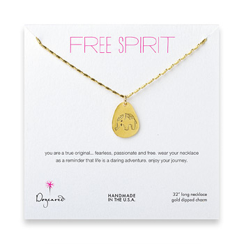 free spirit gold dipped elephant necklace - 32 inches