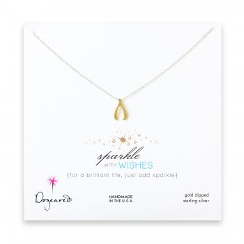 sparkle+wishbone+necklace+with+gold+dipped+charm+on+sterling+silver+chain