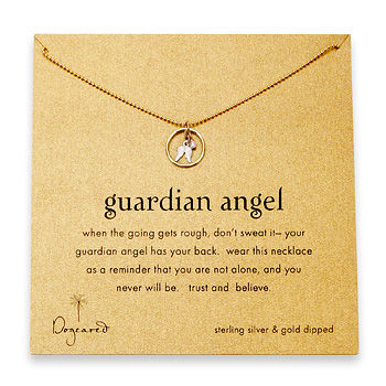 small guardian angel gold dipped on tiny ball chain necklace