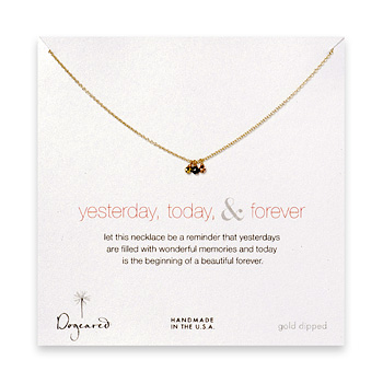 gold dipped yesterday, today, forever necklace with mixed metal disco beads