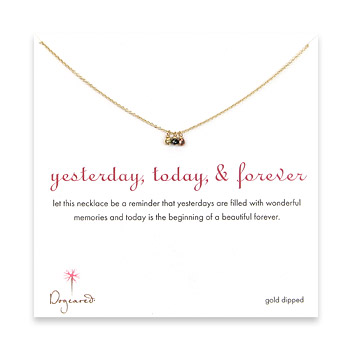 gold dipped yesterday, today, forever necklace with mixed metal disco beads