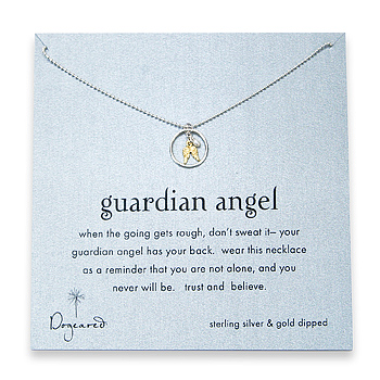 small guardian angel sterling silver on tiny ball chain necklace