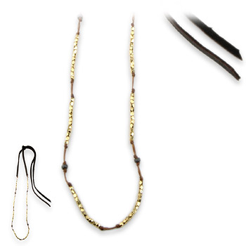 100 good wishes tobacco irish linen necklace with gold dipped and stardust bead - 50 inches