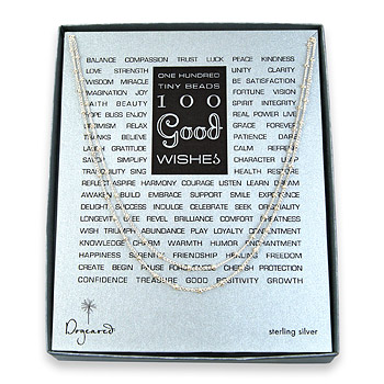 100 good wishes beaded necklace, sterling silver
