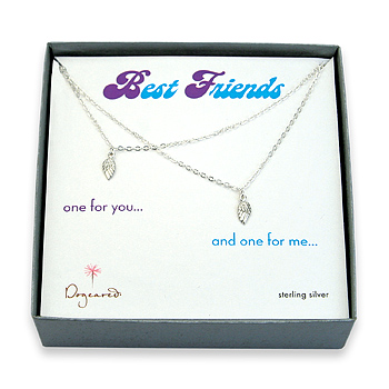 best friends sterling silver angel wings set of 2 necklaces - 18 inch