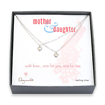 mother and daughter sterling silver cupid hearts set of 2 necklaces - 18 inch