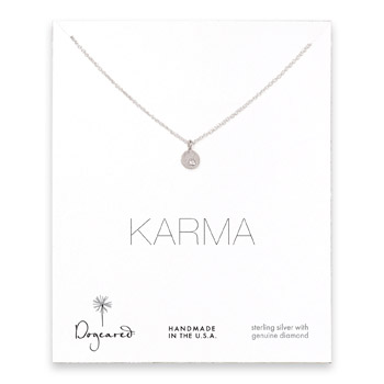 karma diamond necklace, sterling silver