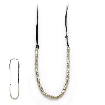100+good+wishes+black+leather+necklace%2C+silver+beads