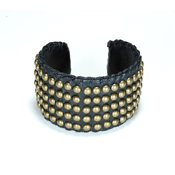 100 good wishes studded black cuff : Dogeared Jewels and Gifts :  leather bracelets brass beads cuff bracelets irish linen