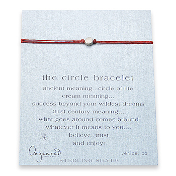 circle bracelet sterling silver on red irish linen