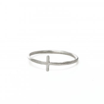 small cross ring, sterling silver, size 8