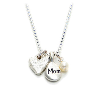 the meaning of mom necklace --- mom, mini stone heart and white pearl