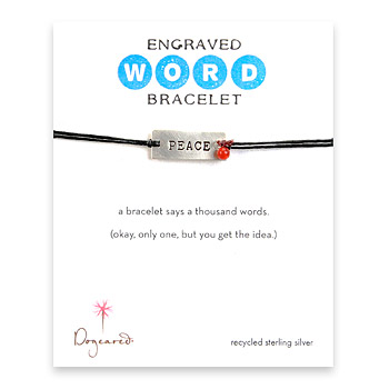 peace engraved word bracelet