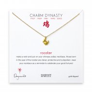 year of the rooster charm necklace, gold dipped