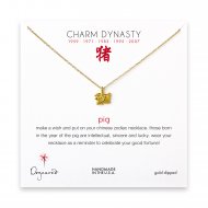 year of the pig charm necklace, gold dipped