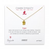year of the tiger charm necklace, gold dipped
