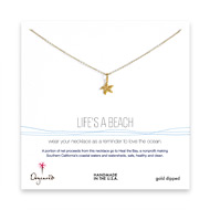 life's a beach gold dipped necklace with starfish - 18 inches