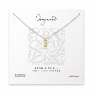 open t necklace, gold dipped -18 inches